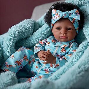 🆕 20Inch Silicone Reborn African American Reborn Light Brown Toddler Dolls